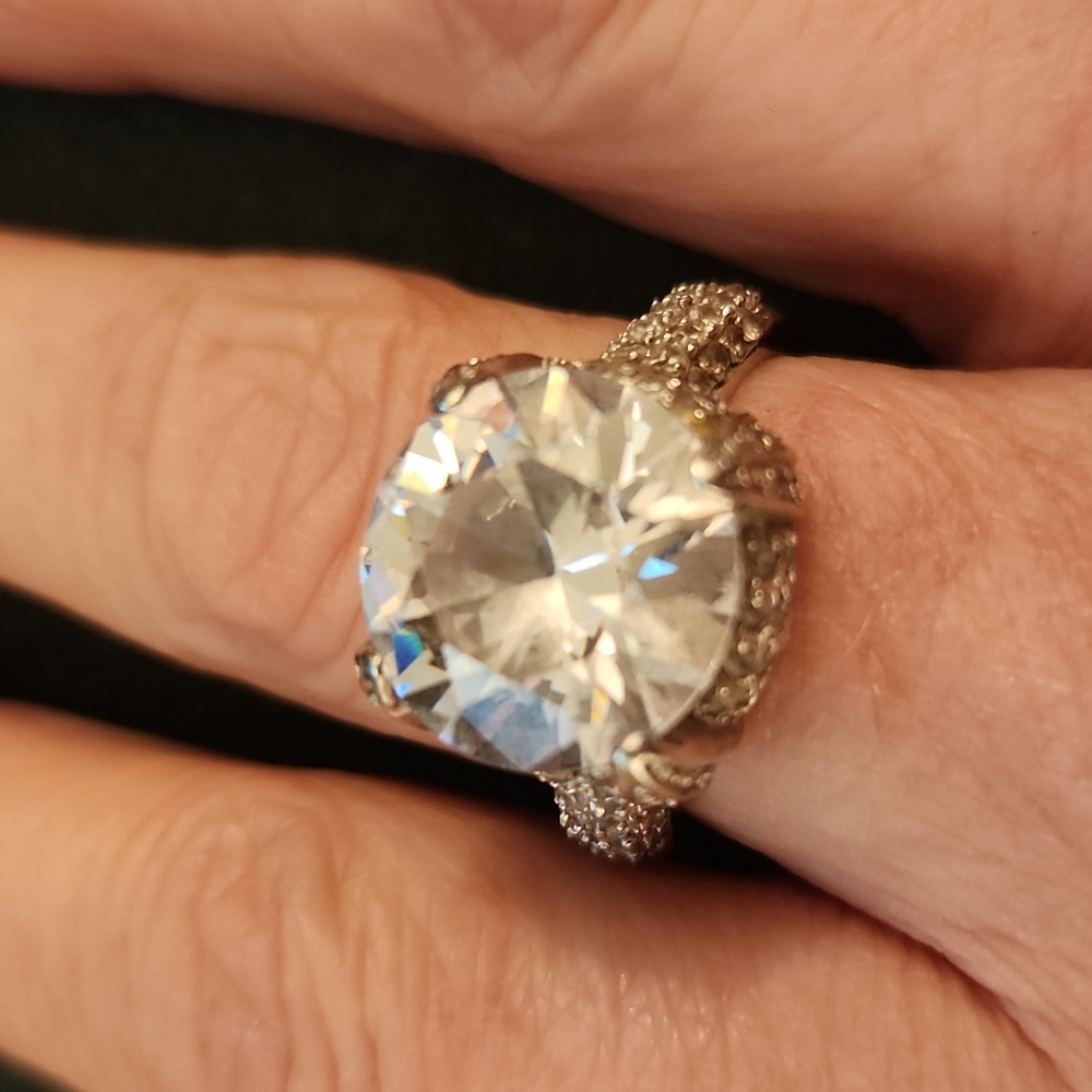 1/2" Diameter  .925 sterling silver Cubic Zirconia Statement Ring